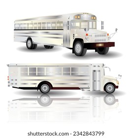 3D school bus vector illustration, realistic design. Template ready. Eps 10