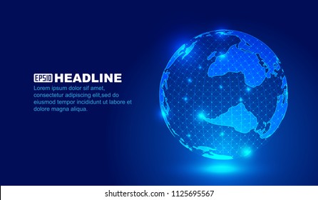 3d science and technology earth interface, science fiction scene, blue world network technology vector background