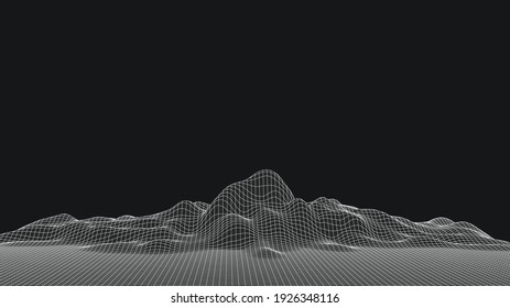 3d fondo de conexión retro de ciencia ficción. Paisaje topográfico de alambres. Fondo de tecnología de moneda de cadena de bloqueo y cripto. El paisaje digital. Elementos HUD. Grandes datos e inteligencia artificial.