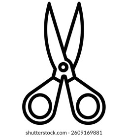 3D scissors icon symbol isolated on white background with metallic design,