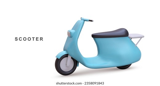 3d scooter on white background. Vector illustration.