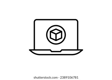 3d screen icon. screen with augmented reality. icon related to 3D display technology. line icon style. simple vector design editable