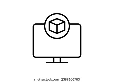 3d screen icon. screen with augmented reality. icon related to 3D display technology. line icon style. simple vector design editable
