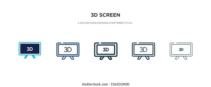 3d screen icon in different style vector illustration. two colored and black 3d screen vector icons designed in filled, outline, line and stroke style can be used for web, mobile, ui