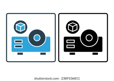 3d screen icon. projector with augmented reality. icon related to 3D display technology. solid icon style. simple vector design editable