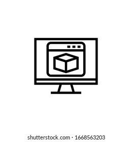 3d screen vector icon in linear, outline icon isolated on white background