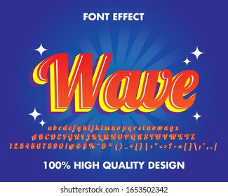 3d Script Text Effect Red Gradient Full Set Alphabet And Number For Sticker. Premium Vector