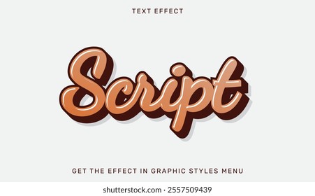 3d script text effect template. Text emblem for advertising, branding, business logo