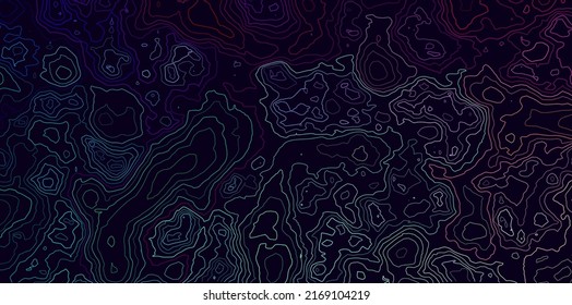 3D Sea Ocean Depth Topographic Topo Map Banner Background. Curvy Wavy Lines Vector Illustration. Hills, Rivers And Mountains. Geography Concept. 