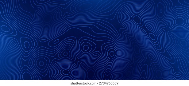 Fondo topográfico del Anuncio del mapa topográfico de la profundidad náutica del océano 3D. Ilustración vectorial de Curvy Wavy Lines. Colinas, ríos y montañas. Concepto de Geografía.