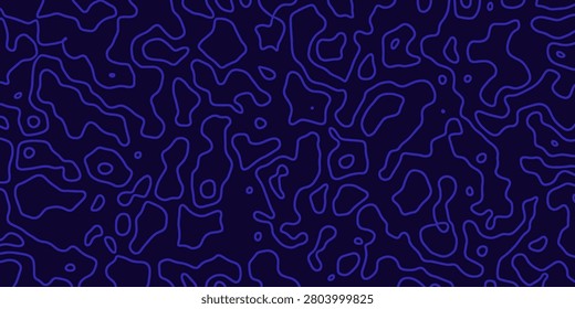 3D Sea Ocean Nautical Depth Topographic Topo Map Banner Background. Curvy Wavy Lines Vector Illustration. Hills, Rivers and Mountains. Geography Concept.