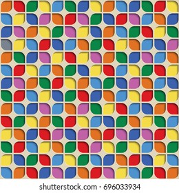 3d Seamless Abstract Geometric Pattern. Rainbow Tile Surface. Frame Border Wallpaper. Elegant Repeating Vector Ornament