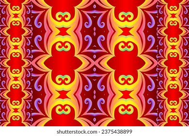 3D Seamless colourful batik ethnic dayak traditional Java indonesia pattern for background textile garment 