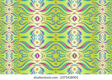 3D Seamless colourful batik ethnic dayak traditional Java indonesia pattern for background textile garment 