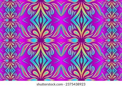3D Seamless colourful batik ethnic dayak traditional Java indonesia pattern for background textile garment 