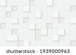 3d seamless cubes pattern. White ceramic tile background. Abstract square mosaic.