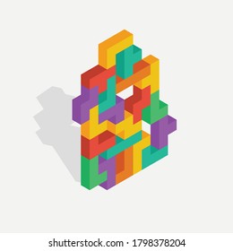 3d seamless flat color wall of block. multicolor block arrange to be wall. simple block wall 