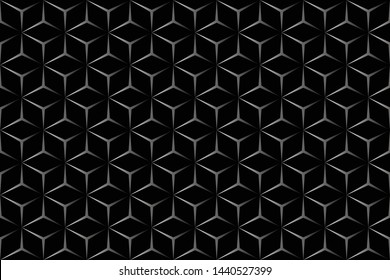 3d seamless geometric pattern. black and white cube background, vector, illustration
