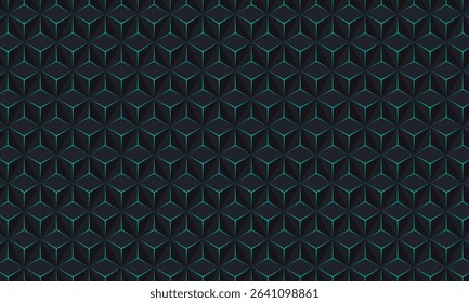3D Seamless Geometric Pattern Teal Blue Abstract Cube Background new 2025 trendy unique
