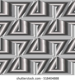 3d seamless pattern. Abstract geometric black silver metal background.Vector design.