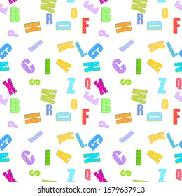 3d seamless pattern with alphabet letters.Background for kids.Gift wrapping paper. School and learning theme.