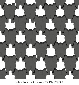 3d Seamless Pattern With Gray Thai Elephant View Of The Back. Creative Background With African Elephants. Banner For National Thai Elephant Day. Exotic Animals Backdrop.