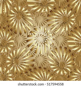 3d seamless pattern. Light modern background.Endless elegant  texture. Abstract design.Gold sunlight.