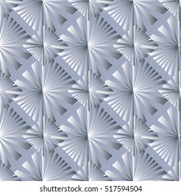 3d seamless pattern. Light white modern background.Endless elegant  texture. Abstract design.Geometric ornaments.