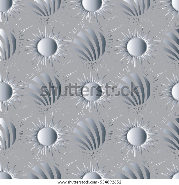 3d\
seamless pattern. Luxury 3d  background with surface shiny sun\
,sunlight and modern ornaments. Stylish wallpaper.\
