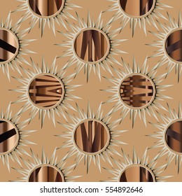 3d seamless pattern. Luxury tribal  background with surface shiny sun ,sunlight and modern ornaments. Stylish geometric wallpaper. 
