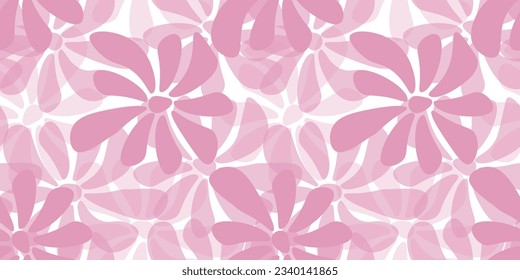 3d Seamless pattern with Matisse Flower isolated on whitebackground. Design print for textile and Wallpaper printing with Organic groovy Flowers in 60s style. Vector illustration.