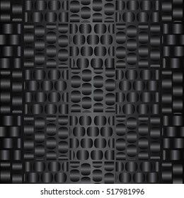  3d seamless pattern. Modern black  background. Geometric design with square. Vector endless luxury dark  texture.With shadows and highlights.