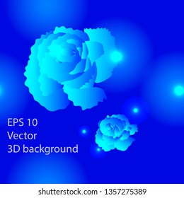 3D seamless pattern with roses in vector