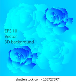 3D seamless pattern with roses in vector