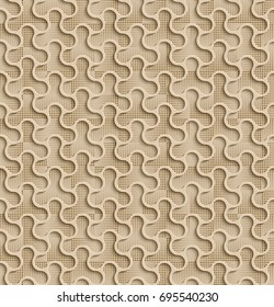 3d Seamless Web Geometric  Pattern. Beige Background Of Forms Of A Spinner With Brown Dots In The Background. Frame Border Wallpaper. Elegant Repeating Vector Ornament