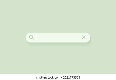 3D search bar. Browser button for website and UI design. Search form template. Vector illustration on soft mint background.