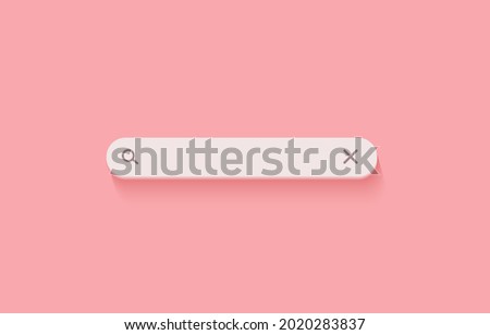 3D search bar. Browser button for website and UI design. Search form template. Vector illustration on soft pink background.