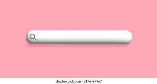 barra de búsqueda 3d. Diseño para aplicaciones web y móviles. Ilustración del vector sobre fondo rosa suave