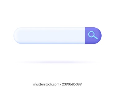 3D Search bar illustration. Navigation and search concept. Browser button for website and UI design. Modern vector in 3d style.