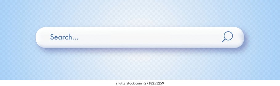 Barra de búsqueda 3D Motor de navegador de Internet sobre fondo transparente para diseño de interfaz de usuario, elemento de interfaz de Sitio web