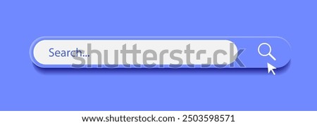 3d search bar Internet browser engine on blue background