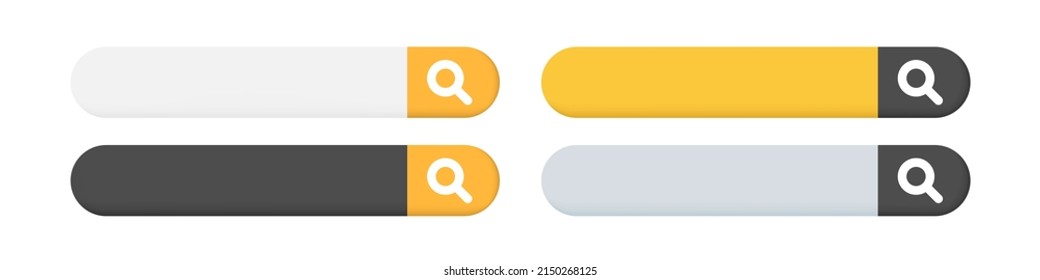 3d Search bar set. Search line or field. Vector element for web design.
