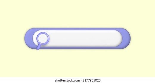 3d Suchleiste Vorlage für Website. Adresse und Navigationsleiste Symbol auf Gelb. Navigationssuche nach Browser. Kreatives Design im Cartoon-Stil. Suchleiste nach Benutzeroberfläche. Vektorgrafik