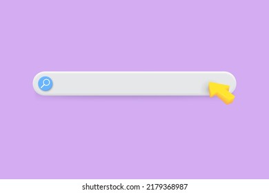 3d Suchleiste Vorlage für Website. Navigation Suche nach Browser und 3D-Pfeil. 3D-Vektorgrafik.