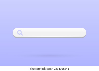 3d Search Bar for UI icon on purple background. 3d vector render illustration.