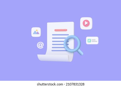 3d search icon concept of media file management. Searching image and video files in database. 3d document management concept media, document online, docs icon concept. 3d vector rendering magnifying - Shutterstock ID 2107831328