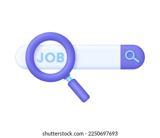 3D Searching job illustration. Human resource management and hiring concept. Trendy and modern vector in 3d style.