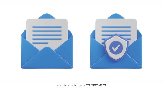 3d secure envelope on email icon set