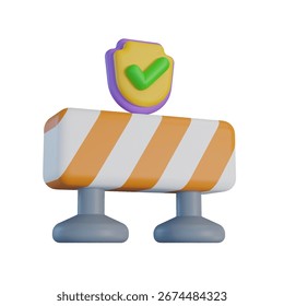 3D Security Barrier Icon - Access Control Restriction Symbol