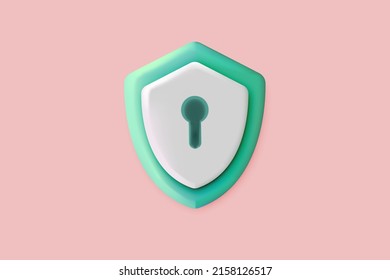 3d security safe icon. 3D shield protection icon with check for online payment on pink background concept. user account for 3d security with payment protection on isolated background